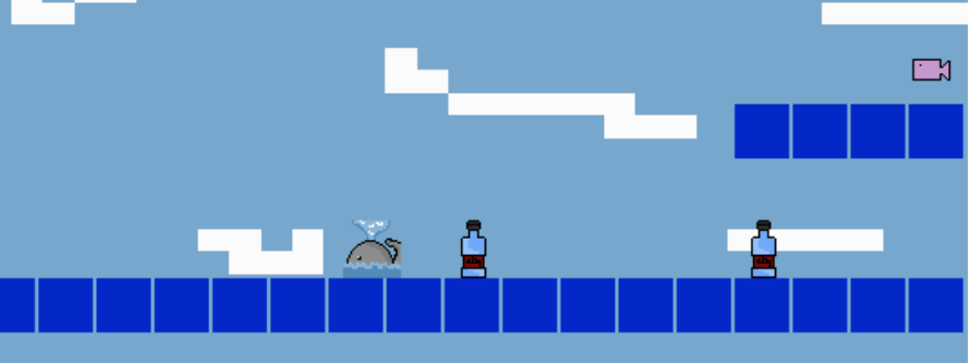 Figure - a sample set of assets created in Piskel in the context of a working platform game created by child in P2